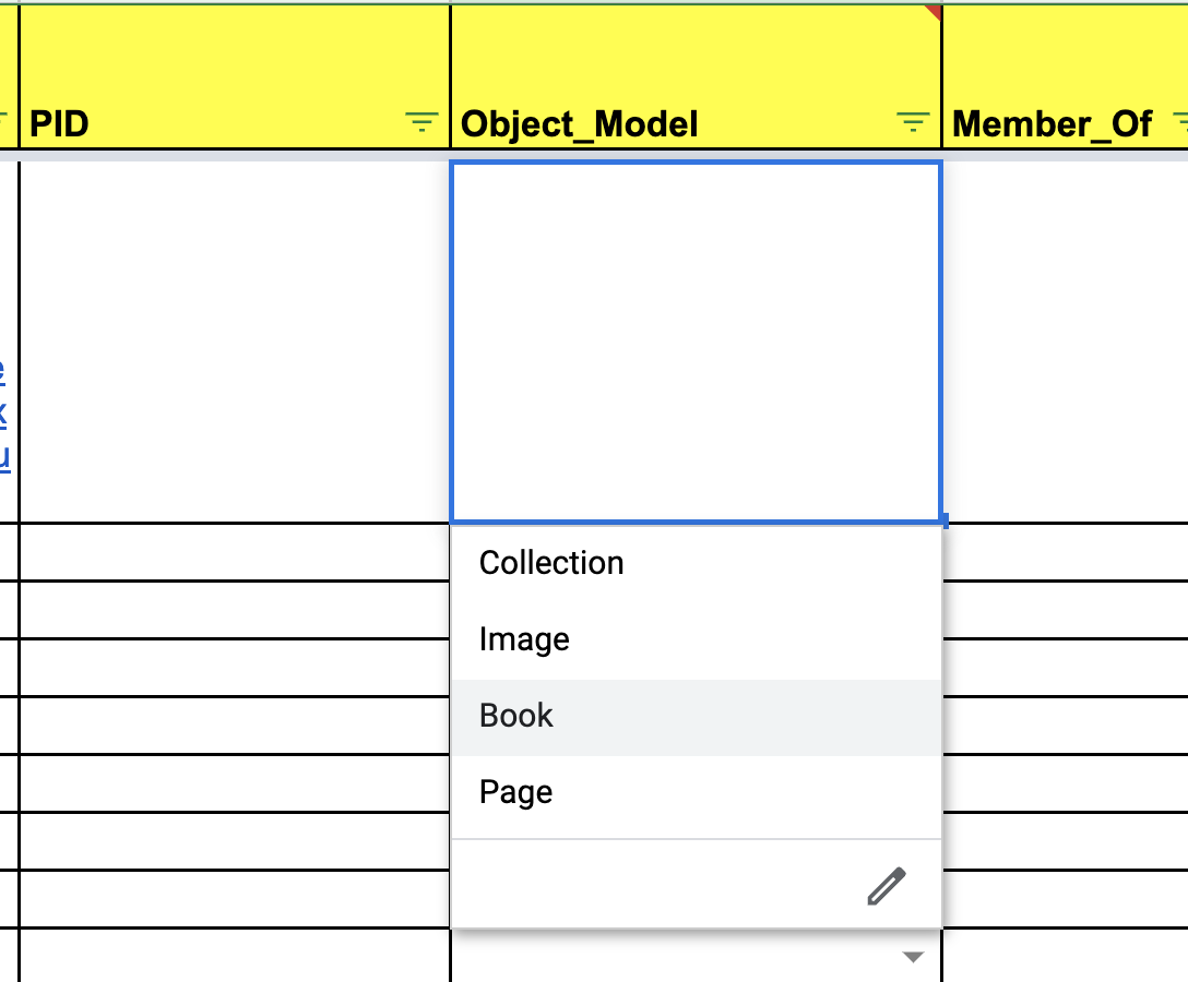 Google sheets - drown down